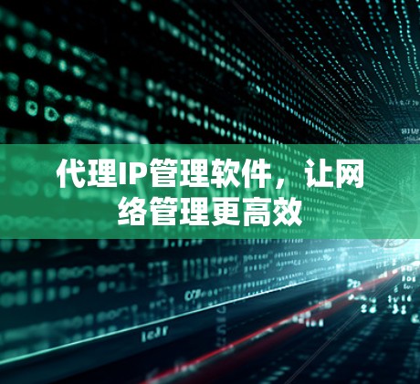 代理IP管理软件，让网络管理更高效