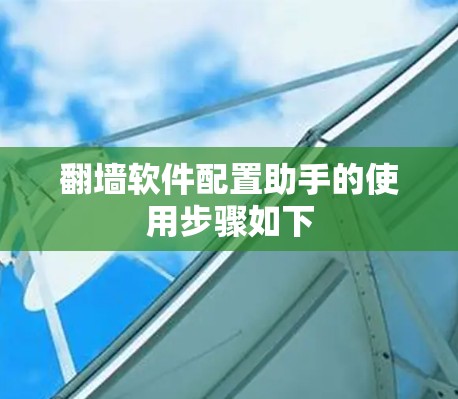 翻墙软件配置助手的使用步骤如下