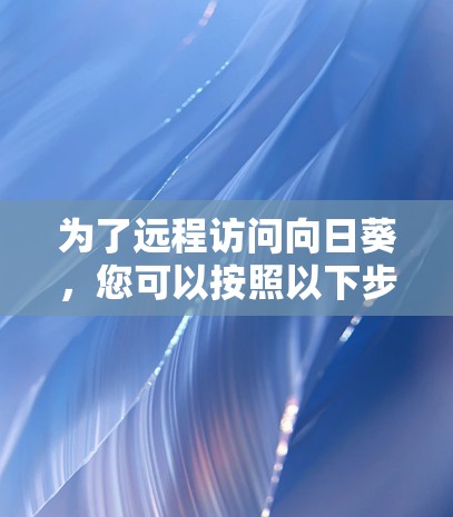 为了远程访问向日葵，您可以按照以下步骤操作